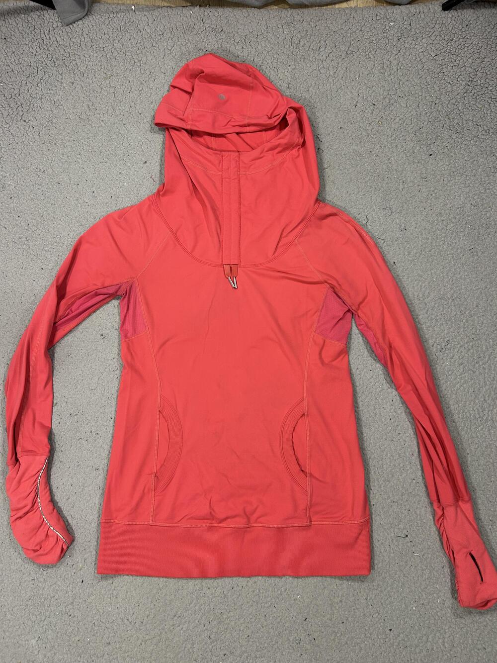 Lululemon Hoodie Womens 4 Pink Lightweight 1/4 Zip Thumbholes Running Athletic